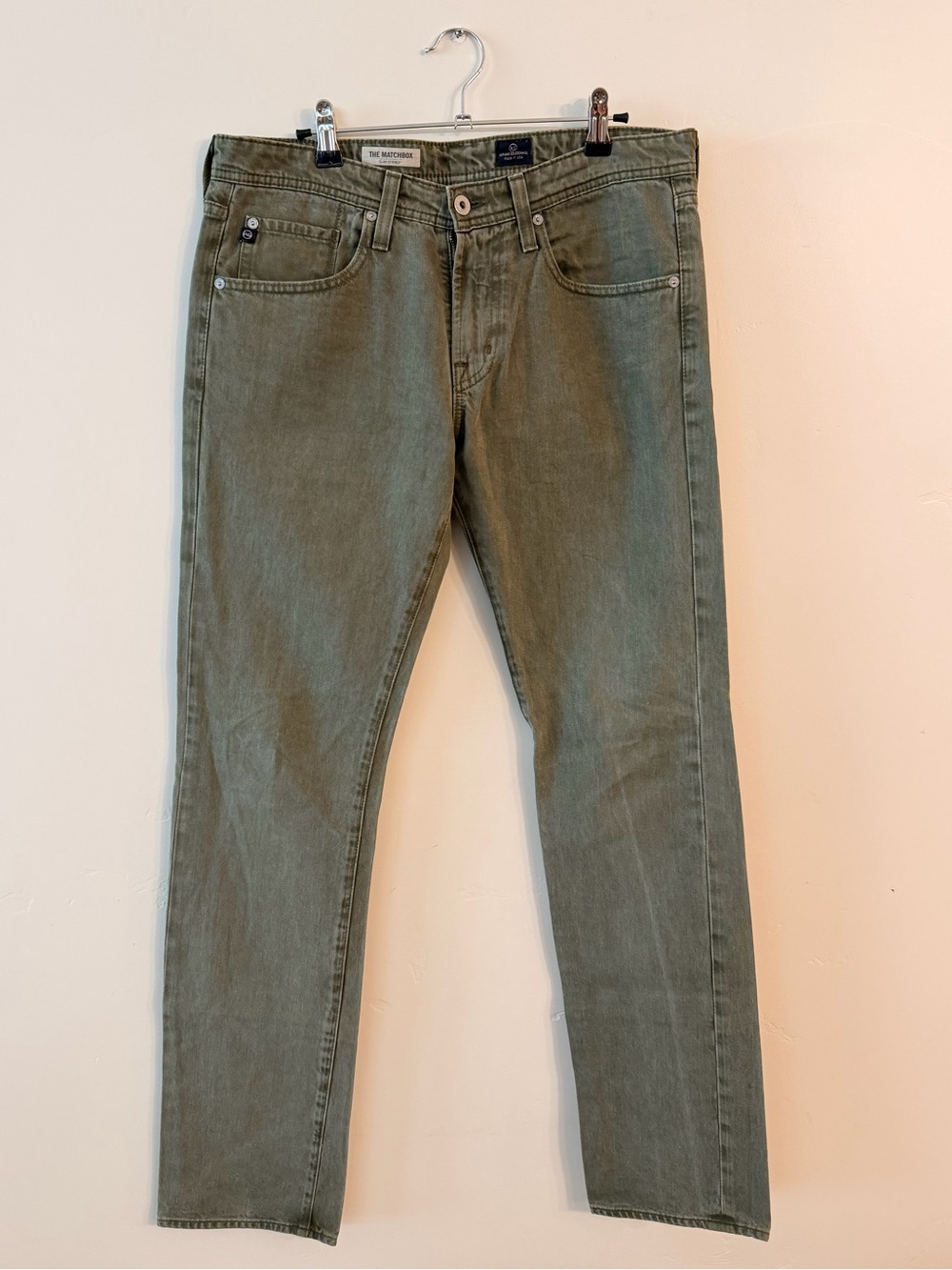 AG Adriano Goldschmied The Matchbox Jeans Men 31x32 Olive Green Slim